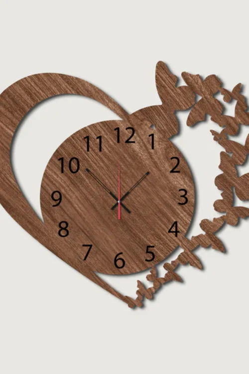 Butterflies in Heart Wall Clock – Stylish Wall Clock for Home Decor