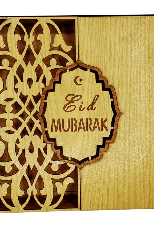 Premium Wooden Laser Cut Eid Gift Box (6×6) – Ramadan & Roza Kushai Favor Box