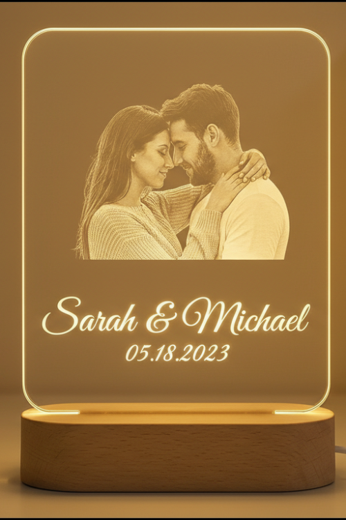 Custom 3D Infinity Love Lamp – Personalised Photo & Name Night Light