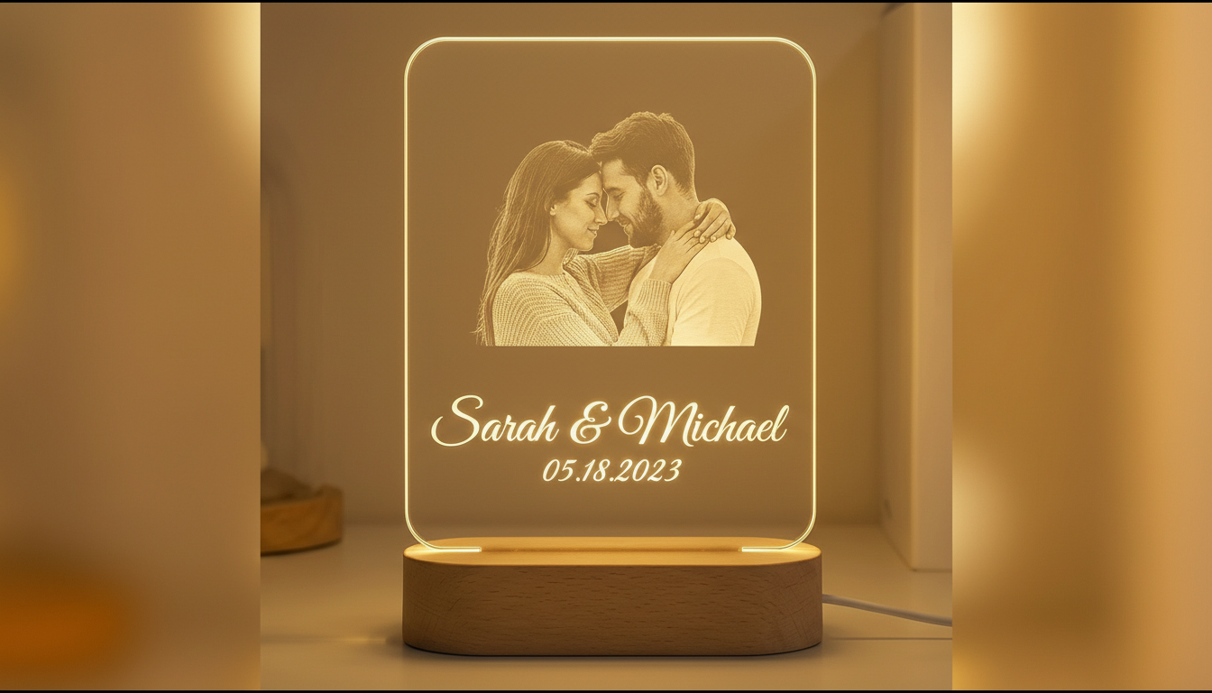 Custom 3D Infinity Love Lamp – Personalised Photo & Name Night Light