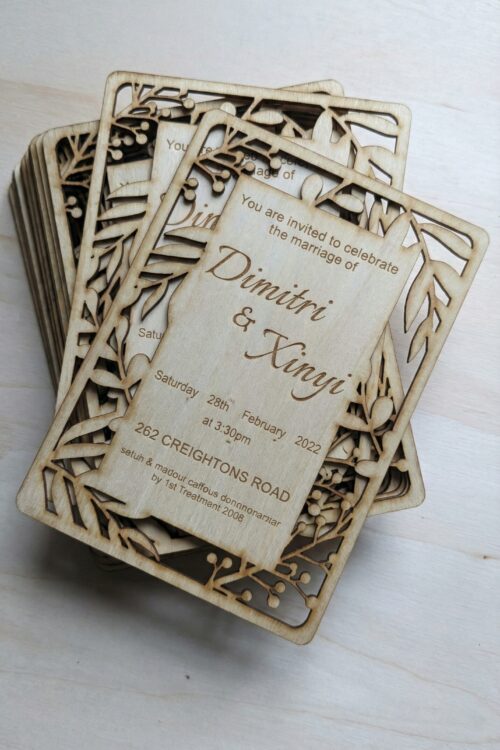 Luxury Laser-Cut Wooden Wedding Invitation Cards – Custom Premium Invites
