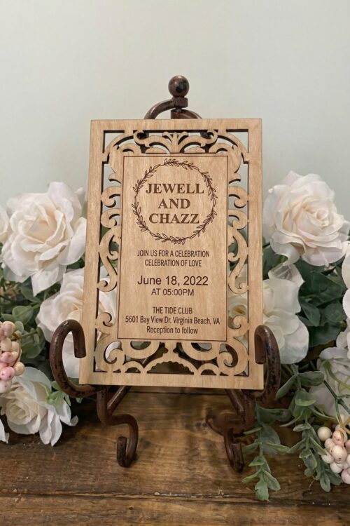 Luxury Laser-Cut Wooden Wedding Invitation Cards – Custom Premium Invites