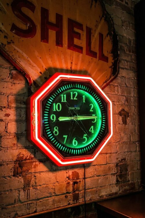 Retro Octagon Neon Wall Clock