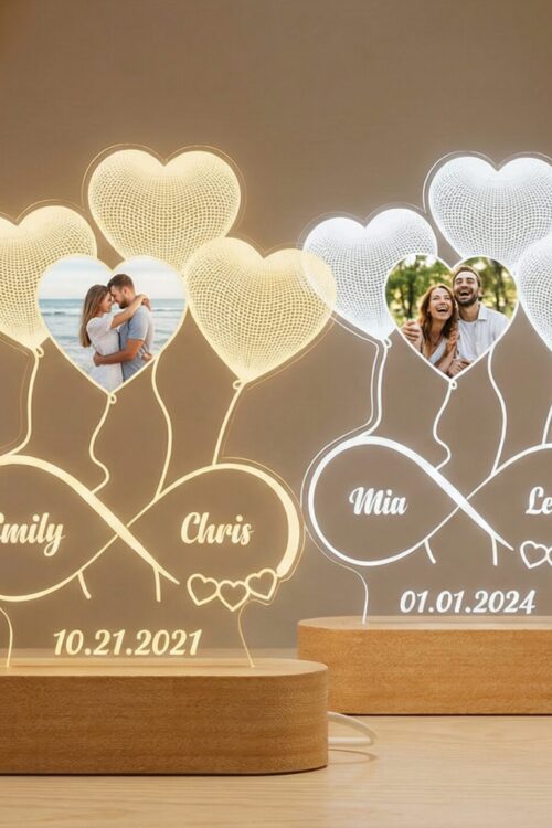 Custom 3D Infinity Love Lamp – Personalised Photo & Name Night Light